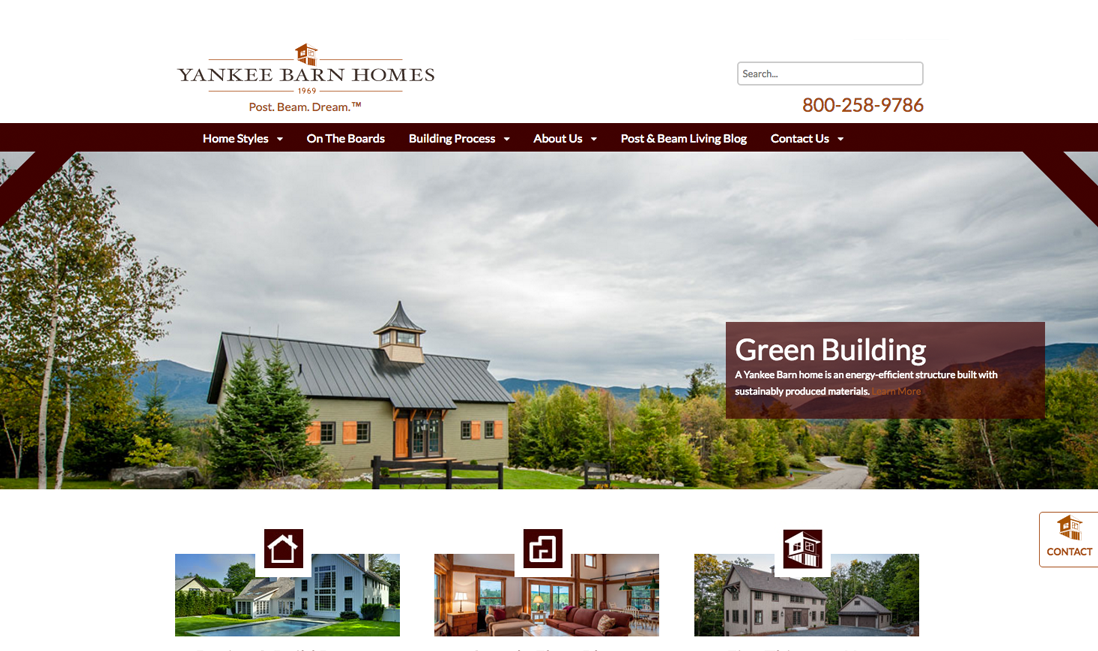 Yankee Barn Homes WordPress Website Redesign
