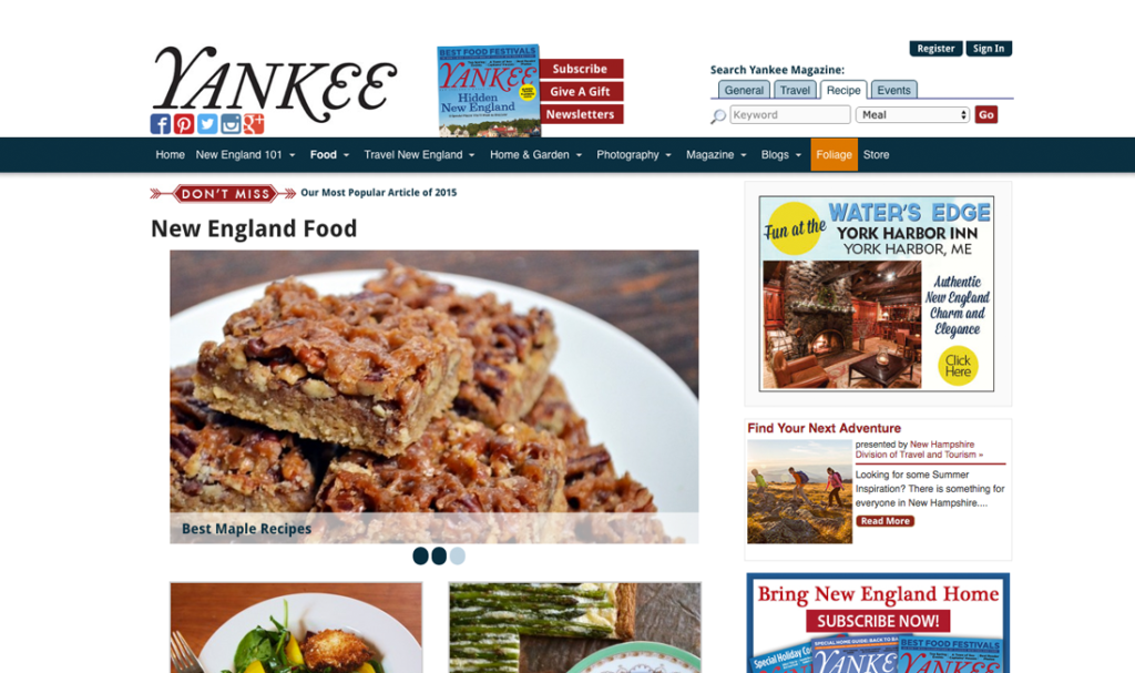 Yankee Magazine Food Homepage