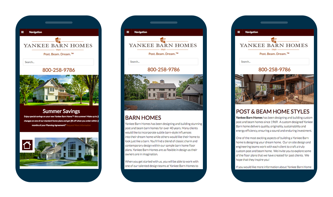 Yankee Barn Homes Responsive Website
