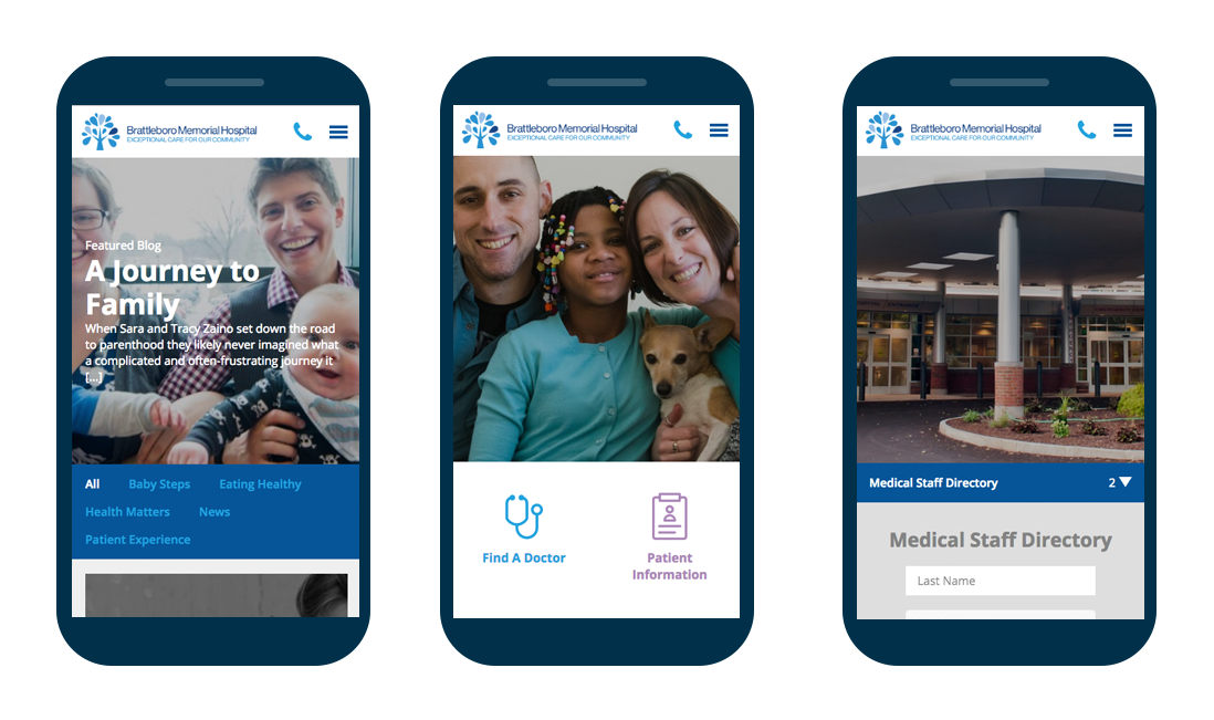 Brattleboro Memorial Hospital Website Redesign Mobile Sample