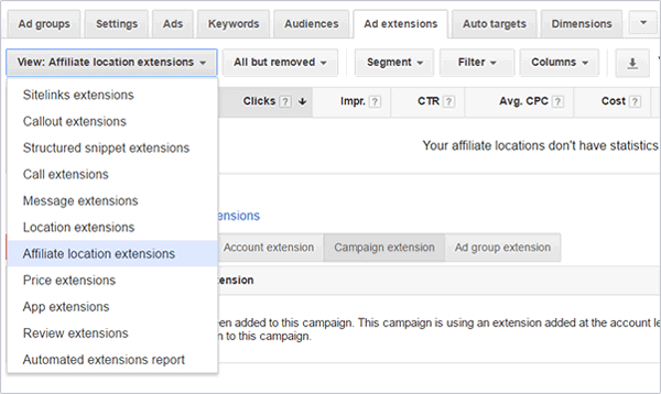 New AdWords Affiliate Location Extensions