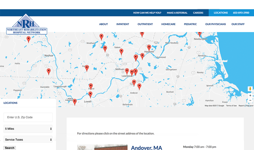 Northeast Rehabilitation Hospital Network Locations Desktop