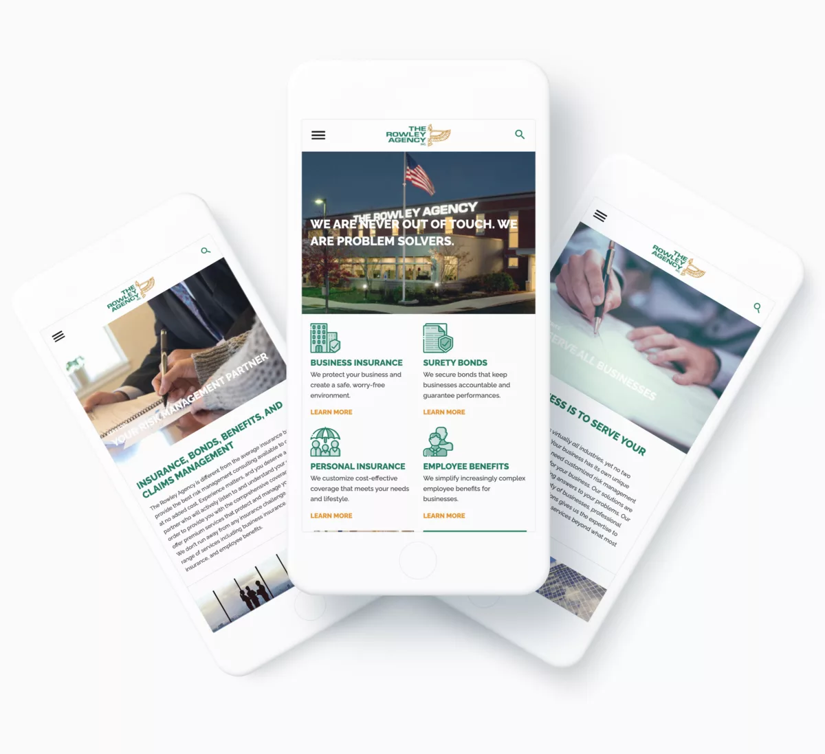 The Rowley Agency Mobile WordPress Website Design by FirstTracks Marketing
