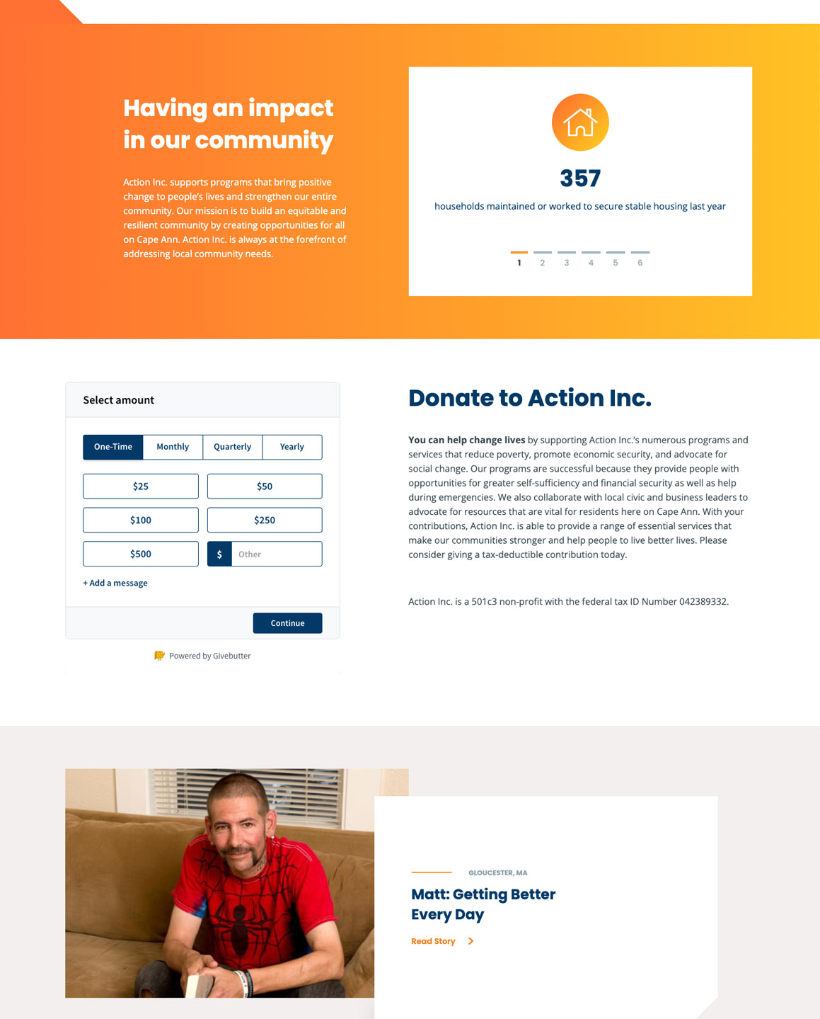 Action Inc WordPress Website Redesign: Homepage