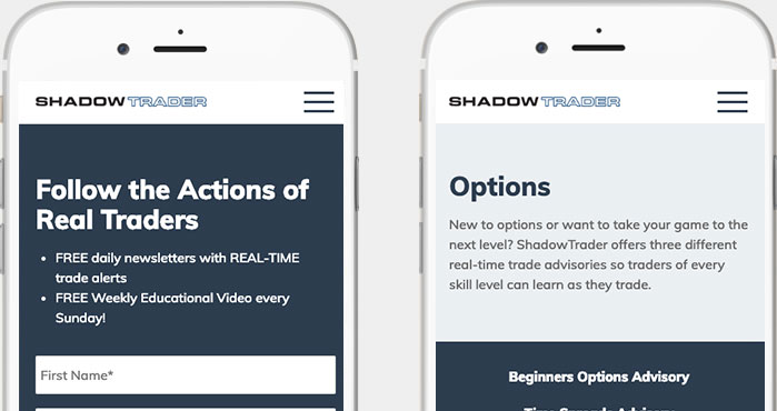ShadowTrader Mobile WooCommerce Membership Website Sample
