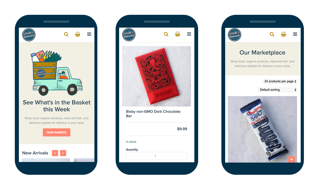 Mike's Organic Delivery Mobile Website Samples