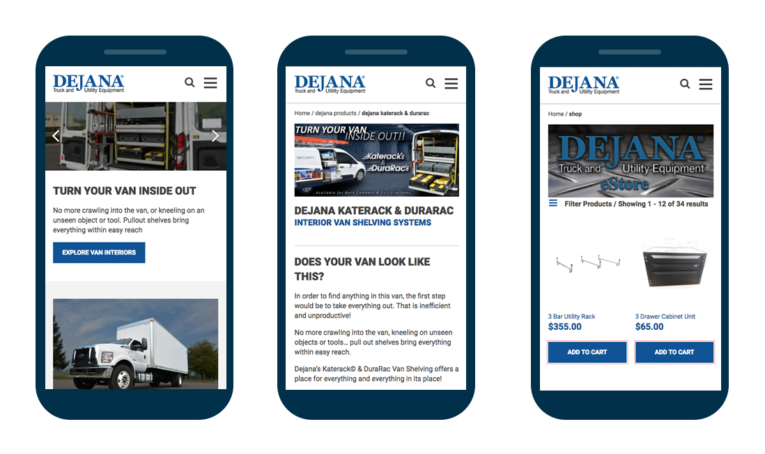 Dejana Truck and Utility Equipment Mobile Website Samples
