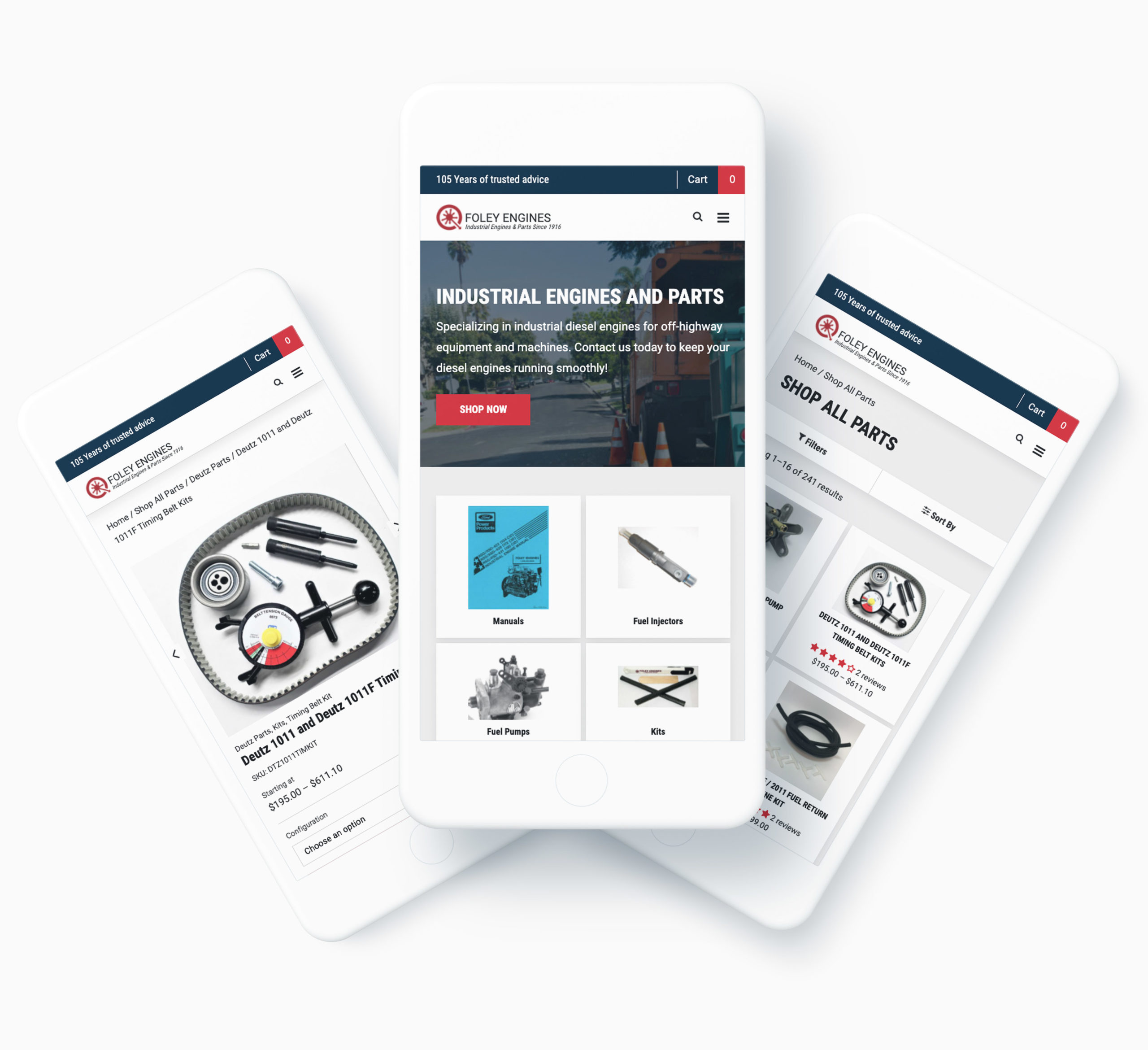 Foley Engines WordPress / WooCommerce Mobile Website Designs
