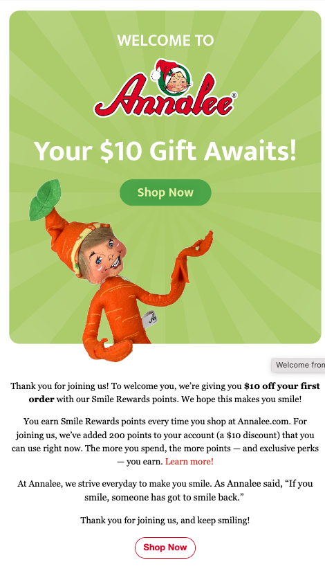 Annalee Email Marketing Sample