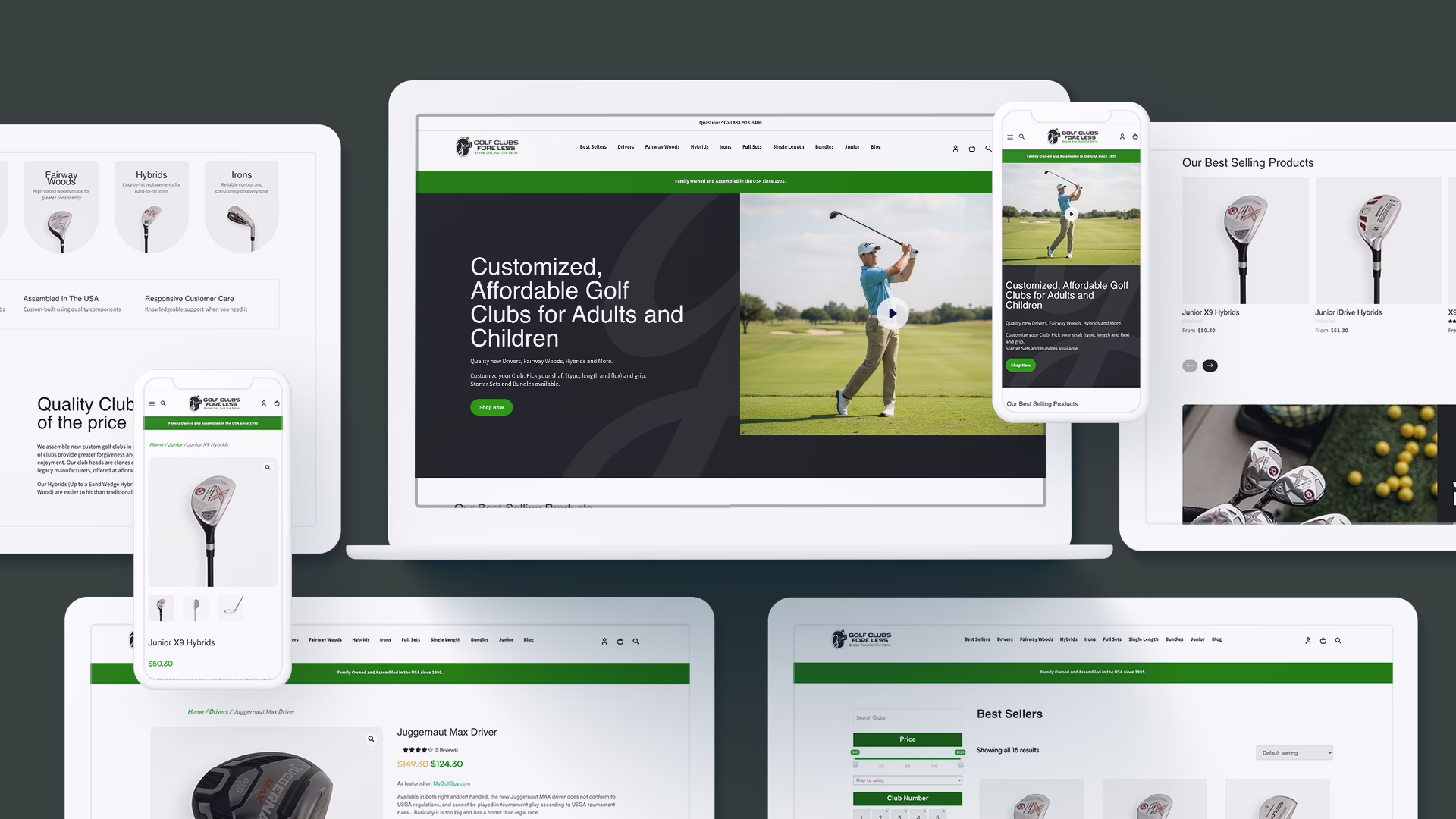 Golf Clubs Fore Less WordPress / WooCommerce redesign